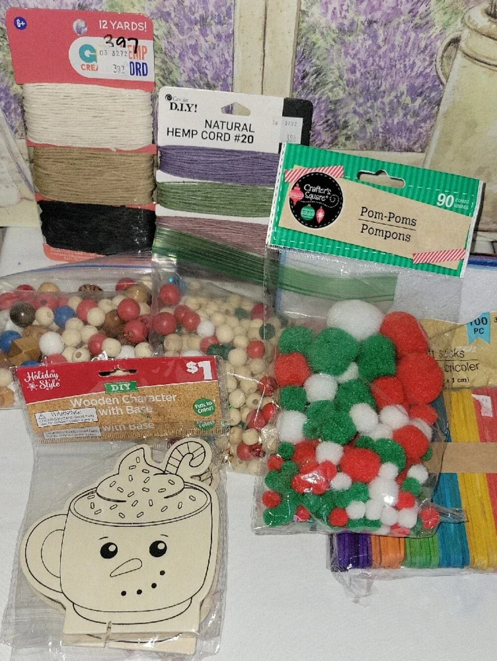Huge Holiday Craft Supplies Bundle DIY Christmas Snowman Wood Cutouts PomPoms